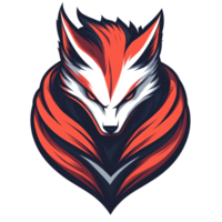 Fierce red and white fox logo design on transparent background for branding and identity png