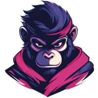 Fierce monkey illustration with stylish design on transparent background png