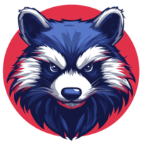 Angry raccoon head graphic design on transparent background png