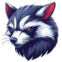 Detailed raccoon head illustration with fur texture on transparent background great for mascot or icon design png