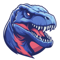 Cartoon image of a blue and red t rex head on a transparent background png