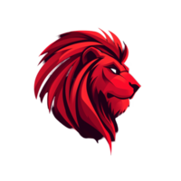 Majestic red lion head profile on transparent background a powerful symbol of strength and leadership png