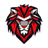 Fierce red and white lion logo design on transparent background for gaming and esports teams png