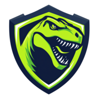 Fierce t rex head logo in a shield a powerful mascot design on transparent background png
