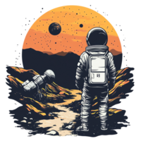 Astronaut on Planet t shirt design concept png