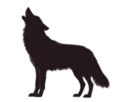 Howling wolf silhouette in nature with moon background png