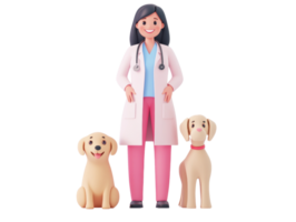Caring veterinarian with happy dogs and friendly atmosphere png
