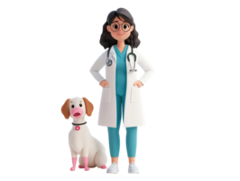 Friendly veterinarian with dog companion in a cheerful setting png