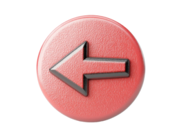 Red circular button with left arrow symbol for digital navigation png