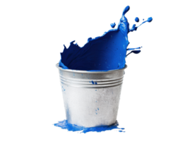 Blue paint splashing from a bucket creating an artistic effect png