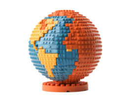 Creative globe made of colorful building blocks for education and play png