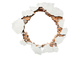 Broken wall with exposed bricks creating an empty space for design png