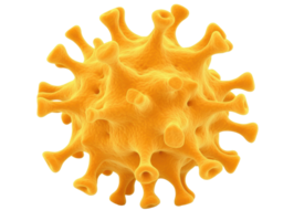 Yellow virus structure with detailed spikes and surface texture png