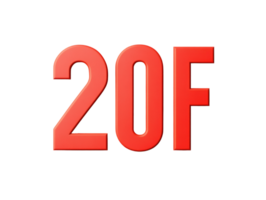 Bold number twenty F design for creative projects and branding png