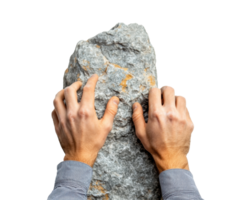 Strength and determination in rock climbing activity on rugged terrain png