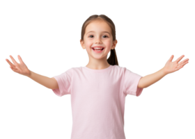 Happy child smiling with open arms expressing joy and warmth png