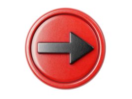 Red button with right arrow for indicating direction and action png