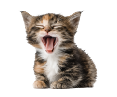 Cute kitten yawning with a playful expression in a cheerful pose png