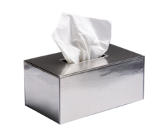 Silver tissue box for home or office use with textured design png