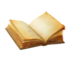 Vintage open book with aged pages for creative projects and design png