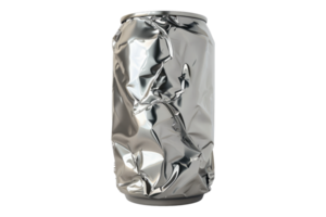 Crumbled empty can isolated on transparent background png