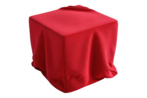 cube covered red cloth isolated on transparent background png