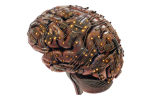 Digital learning AI machine isolated on transparent background png