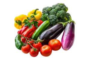 Diverse varieties of vegetables isolated on transparent background png