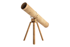 Cardboard telescope isolated on transparent background png