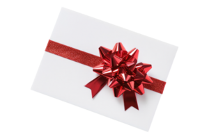 A white card with a red bow on top png