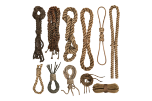 Collection of various ropes string isolated on transparent background png