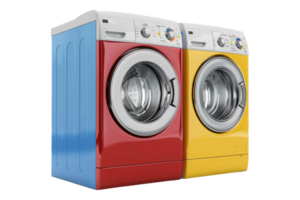 Colored washing machines isolated on transparent background png