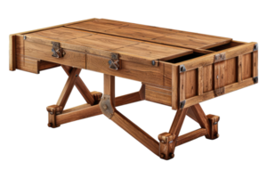 Convertable dining table with hidden store isolated on transparent background png