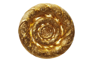 Gold glittering spiral with sparkles isolated on transparent background png