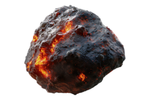 Meteor and astried with red lava isolated on transparent background png
