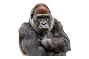 Portrait of Gorilla isolated on transparent background png