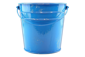 Empty blue metal bucket isolated on transparent background png