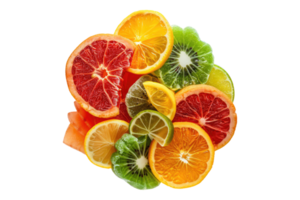 Punch of tropical fruit candy isolated on transparent background png