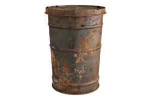 Old rusty metal trash can png