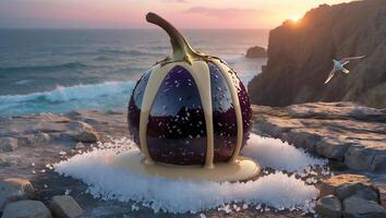 Dripping Fruit on the Coast at Sunset by the Ocean photo