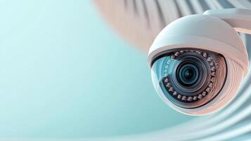 Modern Security Camera Closeup on Abstract Background for Cyber Security Awareness and Crime Prevention Concept photo