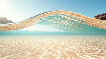 Ocean Water Surface View Calm Sandy Beach Clear Sky Light Reflections Summer Seascape Coastline Below Undersea photo