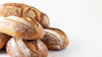 A pile of breads on a white background photo