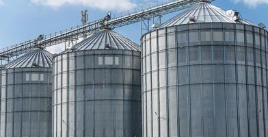 The agro-processing plant showcases multiple silos, strategically positioned for storing freshly harvested grains, ensuring optimal preservation and accessibility photo