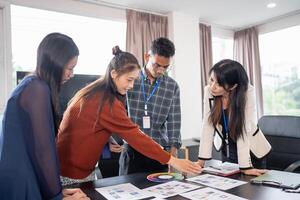 business people Brainstorm meeting pplication Designers mobile app interface Creative digital development software design project ux ui. photo