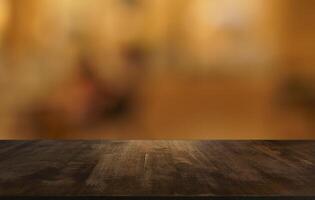 empty table top with blurred background. photo