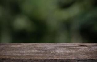 a wooden table with a blurred background. photo