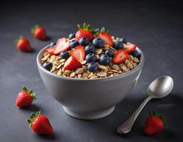 Muesli with berries and oats photo