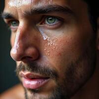 A man with a beard and a wet face photo