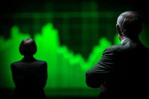 Business people looking at stock chart photo